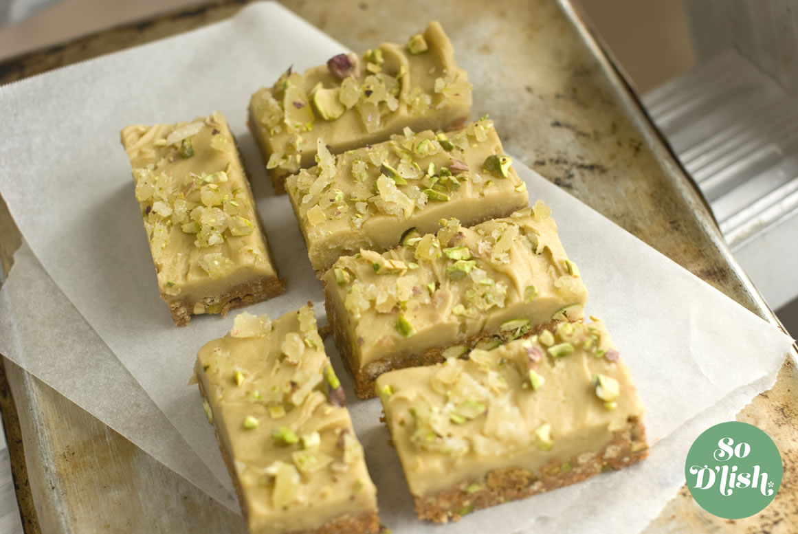 No bake pisatchio ginger crunch